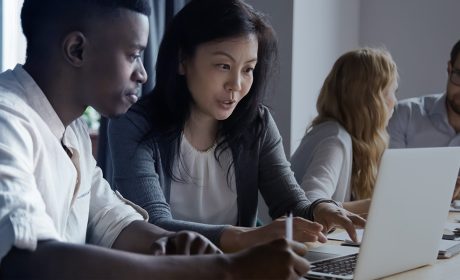 Employees working together at the office