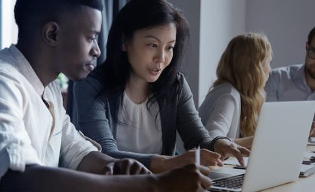 Employees working at office