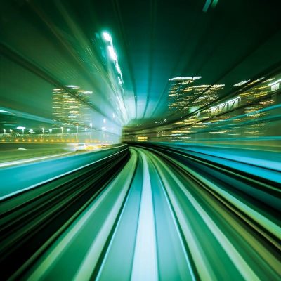 Artistic image of a busy highway in the city