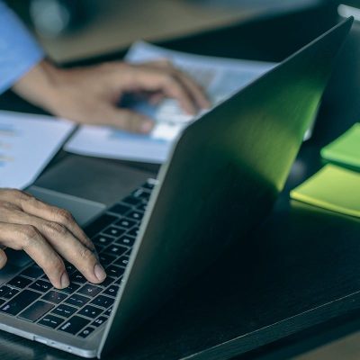 Person working on a laptop