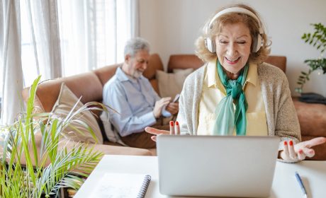 Senior couple enjoying their fast Internet