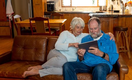 Family using a tablet