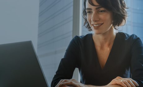 Person working on computer with fast Internet