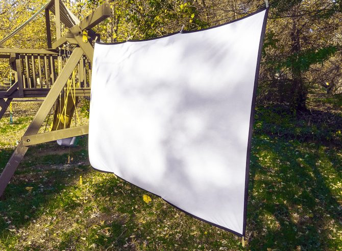 An outdoor projector screen