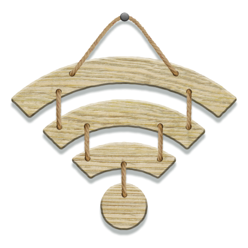 A wifi symbol made of wood