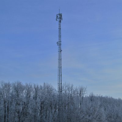 Winter photo of a 5G Internet Tower providing Fast Rural Internet in Canada