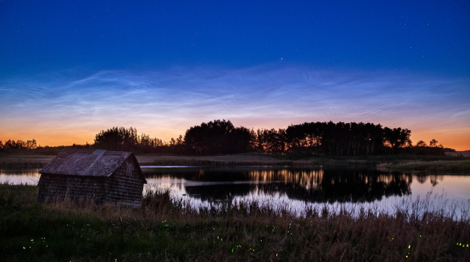 Sunset over a lake