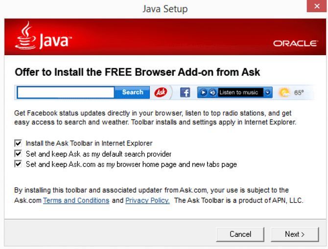 Java installation prompt