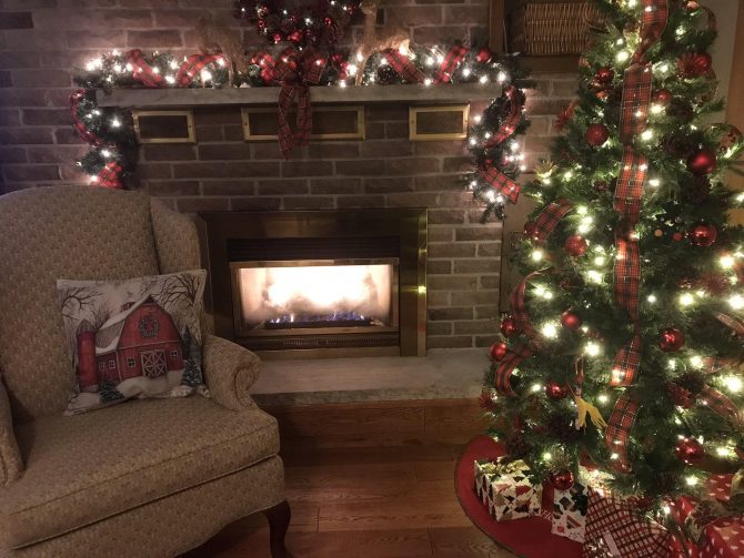 Fireplace and christmas tree