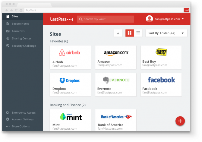 Screenshot of LastPass